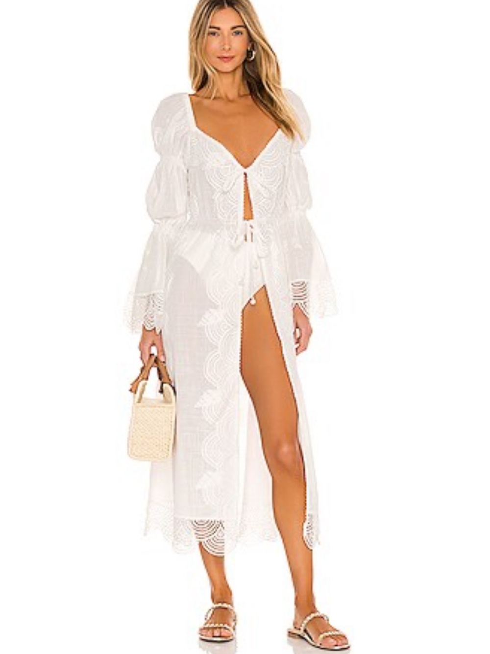 Waimari Lace Long Sleeve Beach Cover-Up Kimono